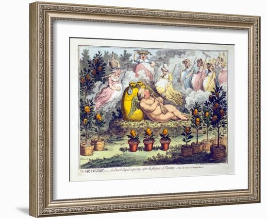 The Orangerie - or - the Dutch Cupid Reposing after the Fatigues of Planting, Published 1796-James Gillray-Framed Giclee Print