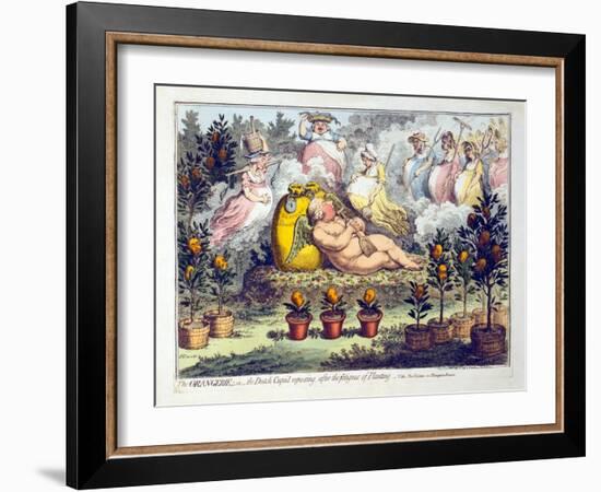 The Orangerie - or - the Dutch Cupid Reposing after the Fatigues of Planting, Published 1796-James Gillray-Framed Giclee Print