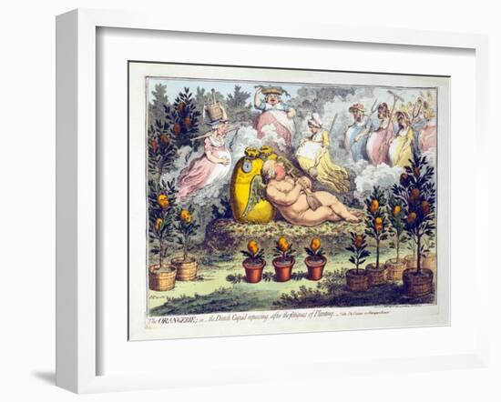The Orangerie - or - the Dutch Cupid Reposing after the Fatigues of Planting, Published 1796-James Gillray-Framed Giclee Print