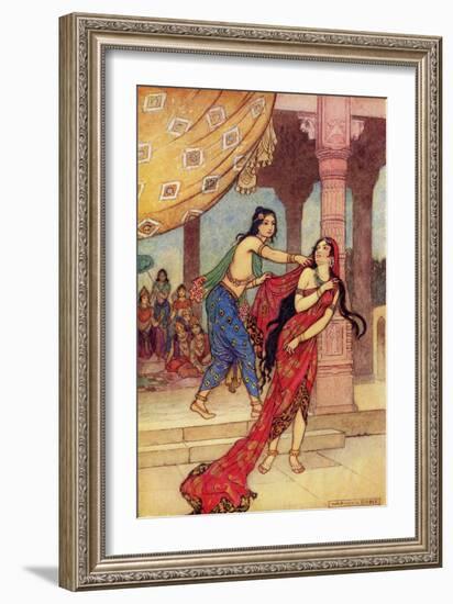 The Ordeal of Queen Draupadi-Warwick Goble-Framed Giclee Print