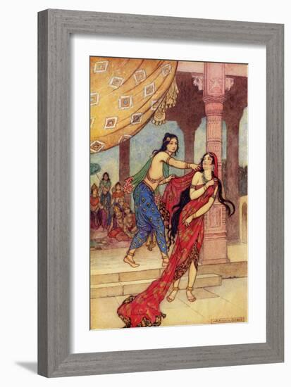 The Ordeal of Queen Draupadi-Warwick Goble-Framed Giclee Print