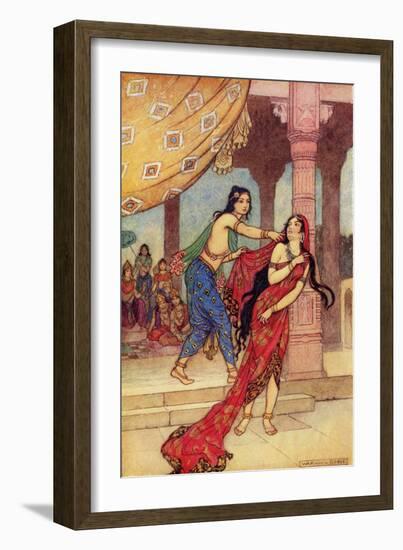 The Ordeal of Queen Draupadi-Warwick Goble-Framed Giclee Print