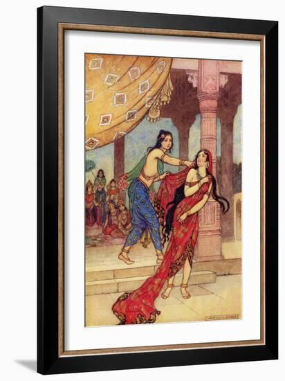 The Ordeal of Queen Draupadi-Warwick Goble-Framed Giclee Print