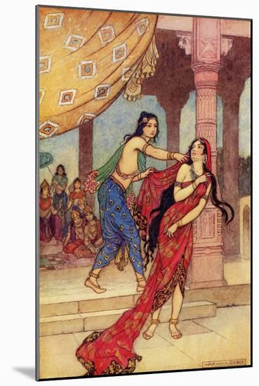 The Ordeal of Queen Draupadi-Warwick Goble-Mounted Giclee Print