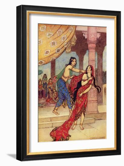 The Ordeal of Queen Draupadi-Warwick Goble-Framed Giclee Print