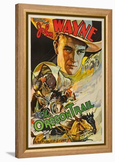 The Oregon Trail, (Poster Art), John Wayne, 1936-null-Framed Stretched Canvas