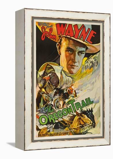 The Oregon Trail, (Poster Art), John Wayne, 1936-null-Framed Stretched Canvas