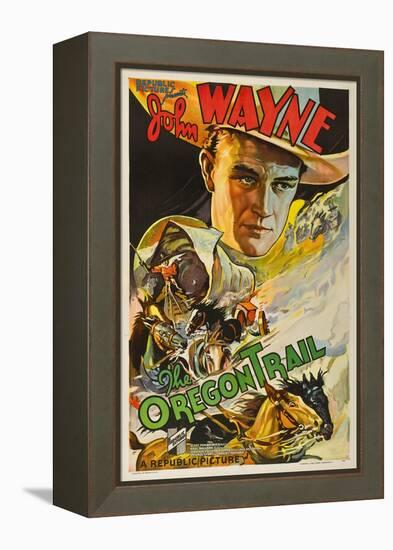 The Oregon Trail, (Poster Art), John Wayne, 1936-null-Framed Stretched Canvas