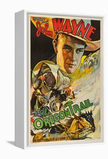 The Oregon Trail, (Poster Art), John Wayne, 1936-null-Framed Stretched Canvas