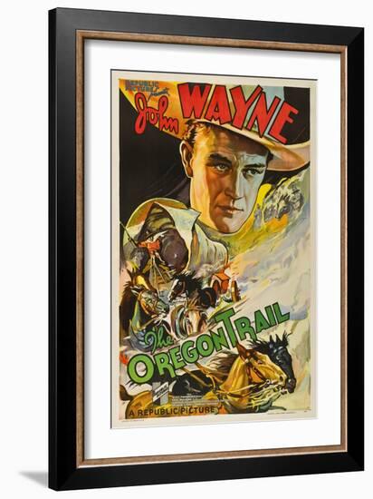 The Oregon Trail, (Poster Art), John Wayne, 1936-null-Framed Premium Giclee Print