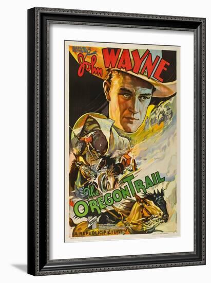 THE OREGON TRAIL, (poster art), John Wayne, 1936-null-Framed Art Print