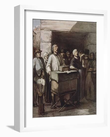 The Organ Player, Ca 1865-Honore Daumier-Framed Giclee Print