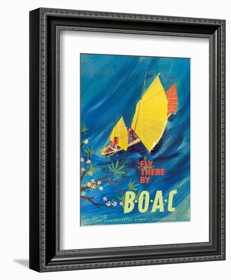 The Orient - Fly There By BOAC - Hong Kong Thailand Cambodia Asia-David Judd-Framed Art Print