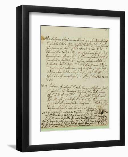 The Origin of the Musical Bach Family,-Johann Sebastian Bach-Framed Giclee Print