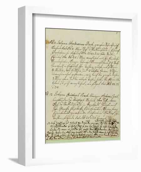 The Origin of the Musical Bach Family,-Johann Sebastian Bach-Framed Giclee Print