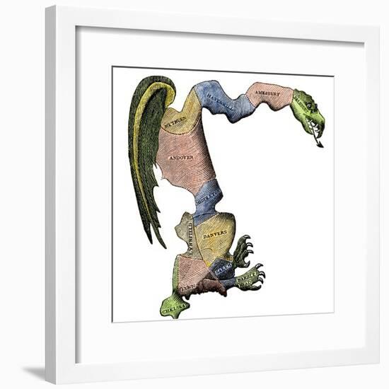 The Original Gerrymander - Massachusetts Towns Formed into a Salamander-Shaped District-null-Framed Giclee Print