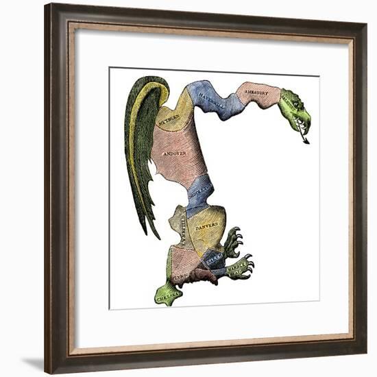 The Original Gerrymander - Massachusetts Towns Formed into a Salamander-Shaped District-null-Framed Giclee Print