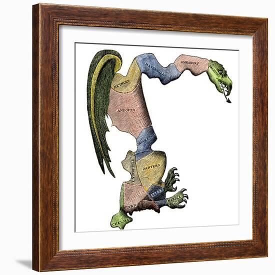 The Original Gerrymander - Massachusetts Towns Formed into a Salamander-Shaped District-null-Framed Giclee Print