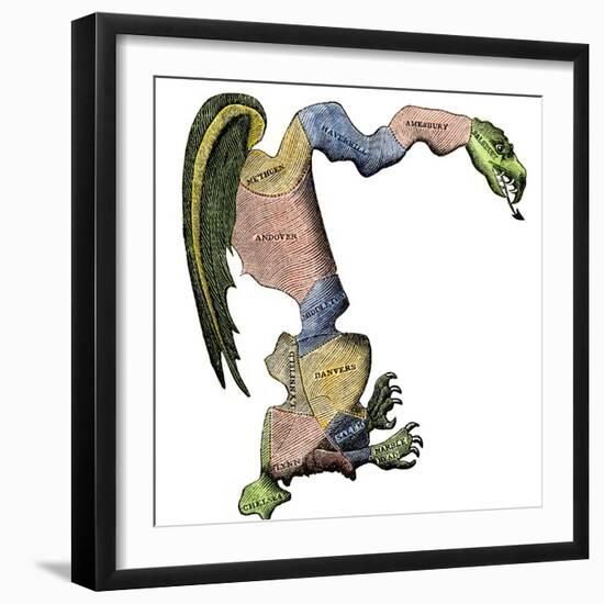 The Original Gerrymander - Massachusetts Towns Formed into a Salamander-Shaped District-null-Framed Giclee Print