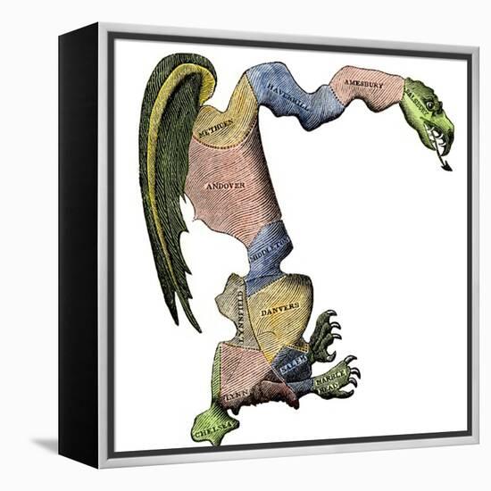 The Original Gerrymander - Massachusetts Towns Formed into a Salamander-Shaped District-null-Framed Premier Image Canvas