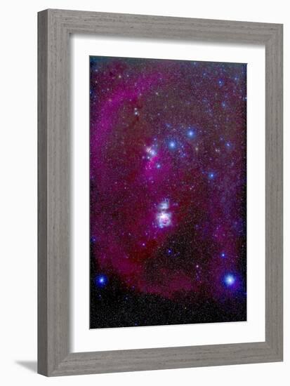 The Orion Nebula, Belt of Orion, Sword of Orion and Nebulosity-null-Framed Photographic Print