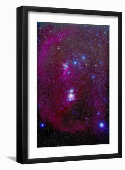 The Orion Nebula, Belt of Orion, Sword of Orion and Nebulosity-null-Framed Photographic Print