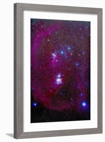 The Orion Nebula, Belt of Orion, Sword of Orion and Nebulosity-null-Framed Photographic Print