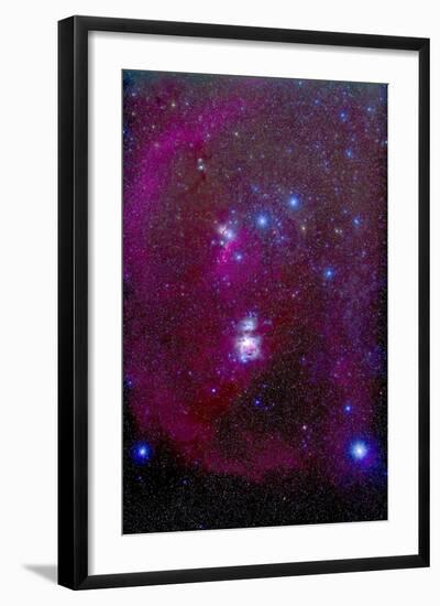 The Orion Nebula, Belt of Orion, Sword of Orion and Nebulosity--Framed Photographic Print