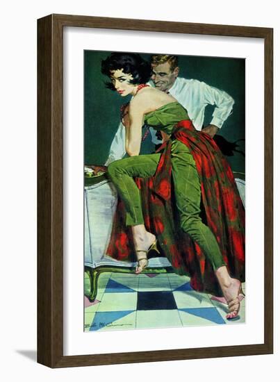 The Other Wife - Saturday Evening Post "Men at the Top", January 30, 1960 pg.31-Bob Me Ginnis-Framed Giclee Print