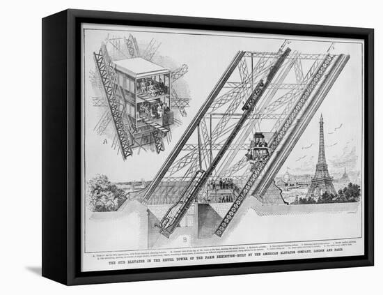 The Otis Elevator in Eiffel Tower, built by the American Elevator company, Paris and London, 1889-null-Framed Premier Image Canvas