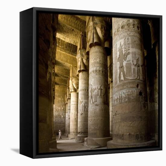 The Outer Hypostyle Hall in the Temple of Hathor, Dendera Necropolis, Qena-Tony Waltham-Framed Premier Image Canvas