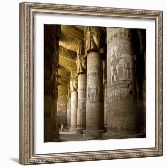 The Outer Hypostyle Hall in the Temple of Hathor, Dendera Necropolis, Qena-Tony Waltham-Framed Photographic Print