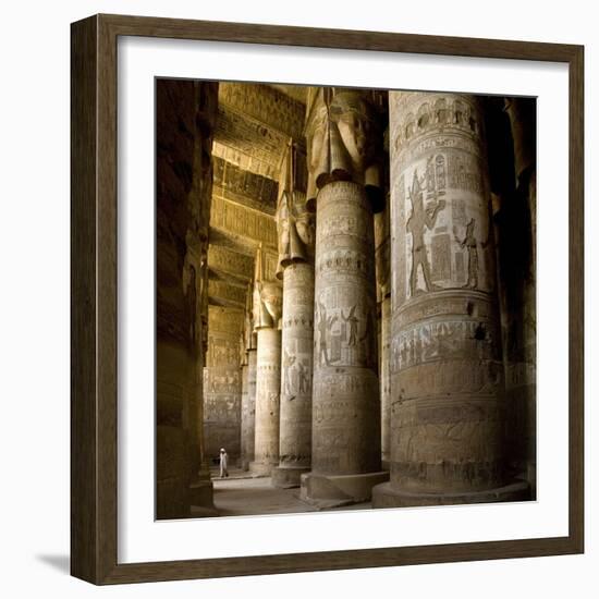 The Outer Hypostyle Hall in the Temple of Hathor, Dendera Necropolis, Qena-Tony Waltham-Framed Photographic Print