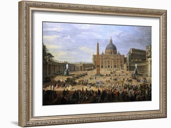 The Output of the Duke of Choiseul (1719-1785) of St. Peter's Square in Rome-Giovanni Paolo Pannini-Framed Giclee Print