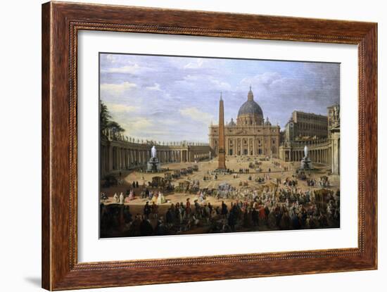 The Output of the Duke of Choiseul (1719-1785) of St. Peter's Square in Rome-Giovanni Paolo Pannini-Framed Giclee Print