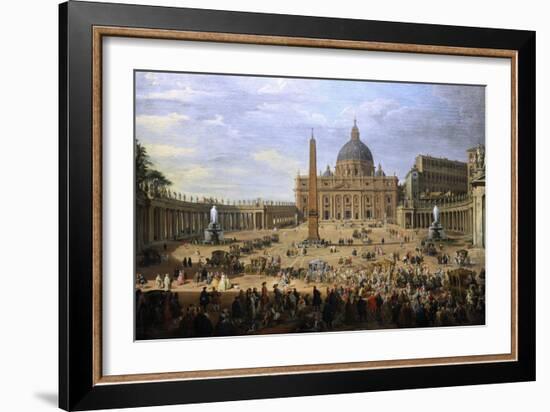 The Output of the Duke of Choiseul (1719-1785) of St. Peter's Square in Rome-Giovanni Paolo Pannini-Framed Giclee Print