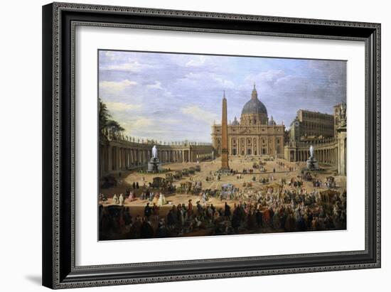 The Output of the Duke of Choiseul (1719-1785) of St. Peter's Square in Rome-Giovanni Paolo Pannini-Framed Giclee Print