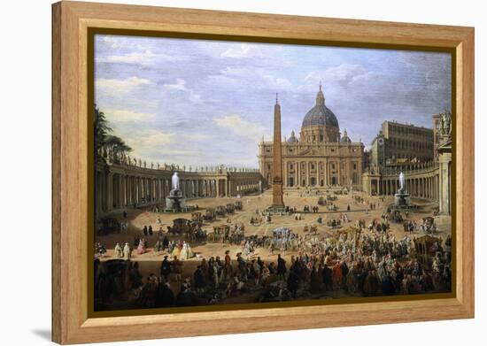 The Output of the Duke of Choiseul (1719-1785) of St. Peter's Square in Rome-Giovanni Paolo Pannini-Framed Premier Image Canvas