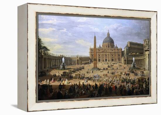 The Output of the Duke of Choiseul (1719-1785) of St. Peter's Square in Rome-Giovanni Paolo Pannini-Framed Premier Image Canvas