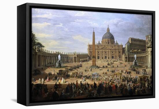 The Output of the Duke of Choiseul (1719-1785) of St. Peter's Square in Rome-Giovanni Paolo Pannini-Framed Premier Image Canvas