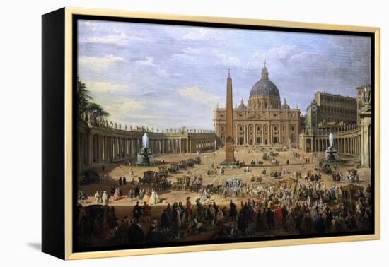 The Output of the Duke of Choiseul (1719-1785) of St. Peter's Square in Rome-Giovanni Paolo Pannini-Framed Premier Image Canvas