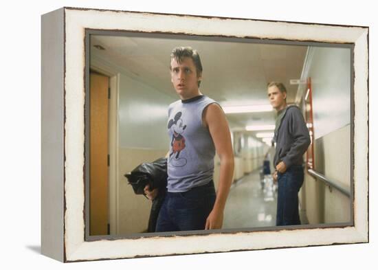 THE OUTSIDERS, 1982 directed by FRANCIS FORD COPPOLA Emilio Estevez andThomas C. Howell (photo)-null-Framed Stretched Canvas