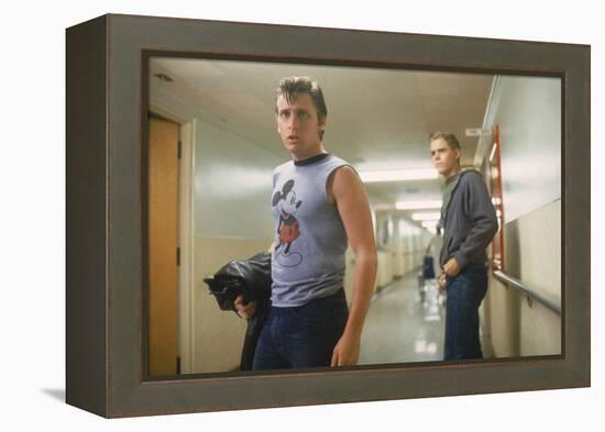 THE OUTSIDERS, 1982 directed by FRANCIS FORD COPPOLA Emilio Estevez andThomas C. Howell (photo)-null-Framed Stretched Canvas