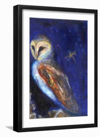 The Owl and the Gold Leaf Dragonfly, 2013-Nancy Moniz Charalambous-Framed Giclee Print