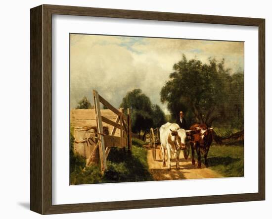 The Ox Cart-William Hart-Framed Giclee Print