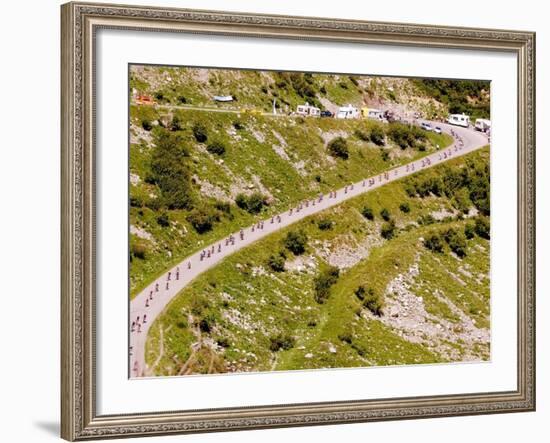 The Pack Rides Down the Glandon Pass During the 17th Stage of the Tour De France-null-Framed Photographic Print