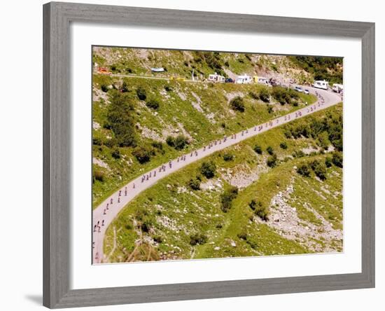 The Pack Rides Down the Glandon Pass During the 17th Stage of the Tour De France-null-Framed Photographic Print