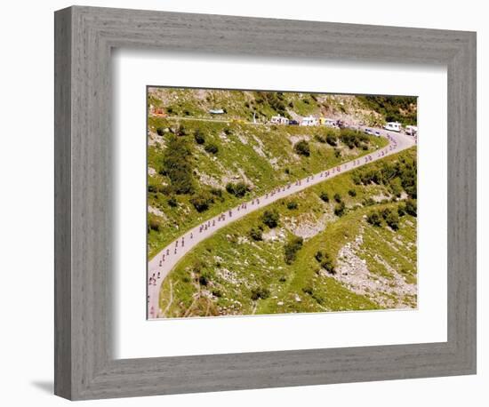 The Pack Rides Down the Glandon Pass During the 17th Stage of the Tour De France-null-Framed Photographic Print