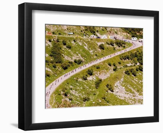 The Pack Rides Down the Glandon Pass During the 17th Stage of the Tour De France-null-Framed Photographic Print