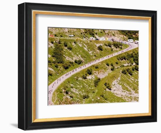 The Pack Rides Down the Glandon Pass During the 17th Stage of the Tour De France-null-Framed Photographic Print